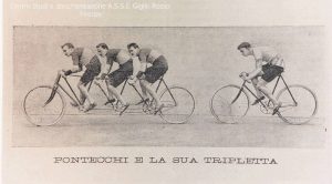 Fine '800: il ciclista fiorentino Luigi Pontecchi “allenato” da una “tripletta”, il tandem a tre posti usato per impegnare in allenamento 